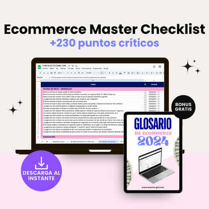 Master Class + Ecommerce Master Checklist: Lanza y optimiza tu tienda en línea | +4 BONUS