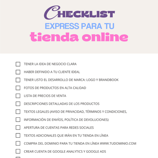 Checklist Express para tu Tienda Online